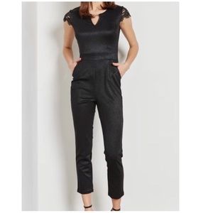 Black Lace Cap sleeves Jumpsuit Jumper